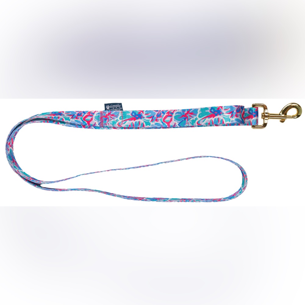 NWT Simply Southern blue & pink floral print dog leash